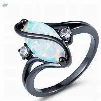 S-Shaped Diamond Blue Black Ring