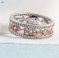 925 Sterling Silver Plated Rose Gold Beaded Ring