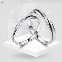 Korean Plated 925 Silver Brushed Couple Ring