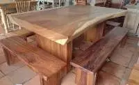 5-pc Pine Slab Eat-in Kitchen Table & Bench Set