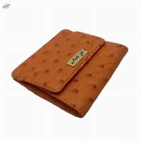 Ostrich Leather Coin Purse With Card Pocket