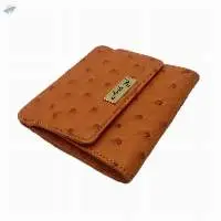 Ostrich Leather Coin Purse With Card Pocket