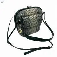 Python Leather Flap Pocket Crossbody Bag