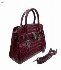Caiman Leather Belt Design 2-way Handbag