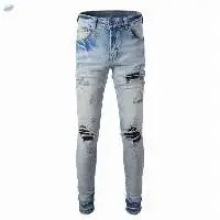 Tapered ripped destroyed jeans for Men,s