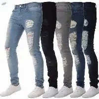 Men Ripped Skinny Jeans Fashion Streetwear