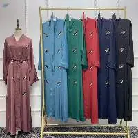 Women Clothing Embroidered Modest Open Abaya