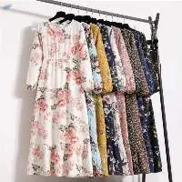 Chiffon Round Neck Long Women Sleeve Dress