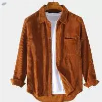 Brown Fashion Men's Corduroy Long Sleeve Shirt