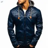 Men Genuine Leather Jacket with Zipper