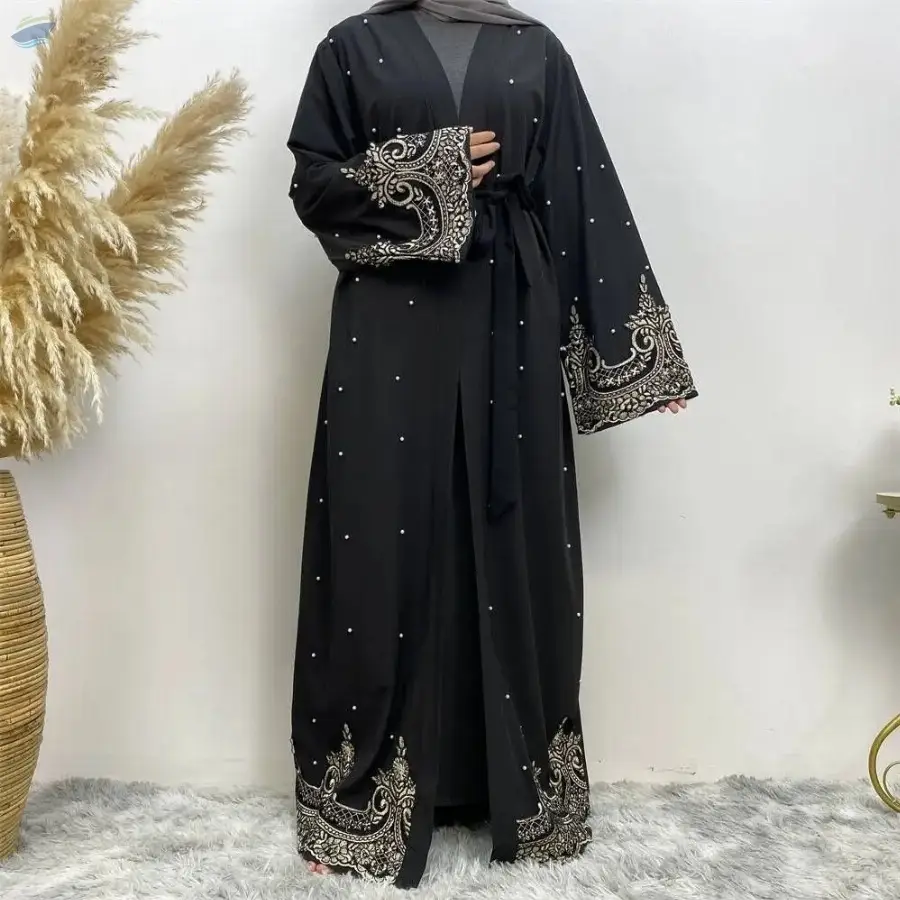 Luxury Lace Up Dubai Muslim Women Abaya