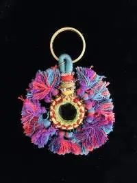 Multi Color Mirror Key Chain With Colorful Tasse