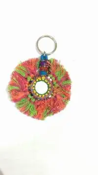 Multi Color Mirror Keychain With Colorful Tassel