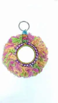 Multi Color Mirror Keychain With Colorful Tassel