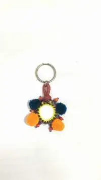 Multicolor Mirror Keychain with colorful Pom-Pom