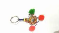Multicolor Mirror Keychain with colorful Pom-Pom