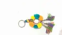 Multicolor Mirror Keychain with colorful Pom-Pom