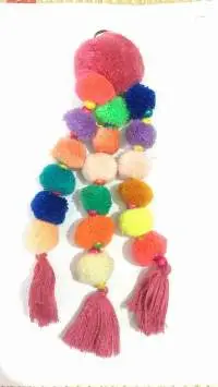 Multicolor Pom-Pom Keychain with colorful Beads
