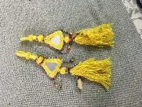 Yellow Color Triangle Mirror Keychain With Cheed
