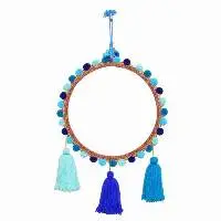 Hanging Mirror with Pompom and Tassels