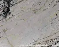 White Marble With Black And Yellow Stripes