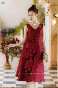 Evening Dress In Sunken Floral Brocade
