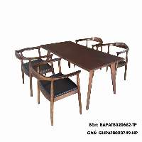 Ewan 4-seater Table Set  Brown Ash Wood