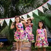 Floral Frills - Sleeveless Three Tier Dress