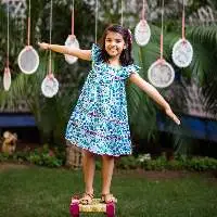 Blueberry Print - High Chest Gatrhered Dress