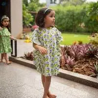 High Chest Gatrhered Ruffled sleeves Dress