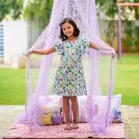 A Line Dress With Short Ruffled Sleeves