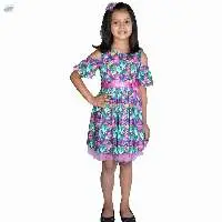 Fit and Flare Dress with Cold Shloulder Sleeves