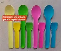 Colored Yohgurt And Gelato Paper Spoons