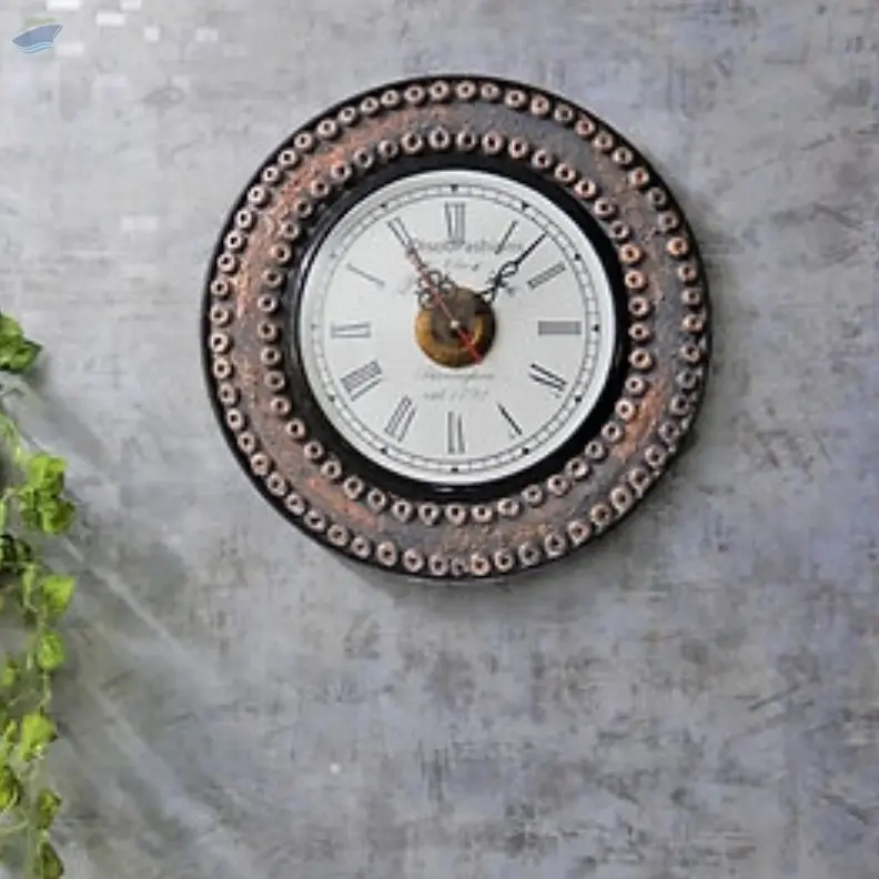 Wall Clock with handmade Marble Pearls