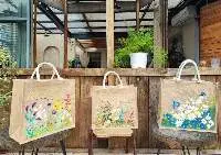 Flower Garden Jute Shopping Bag