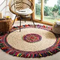 Multi Colour Hand Braided Jute Rug