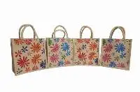Flowers Printed Jute Bags