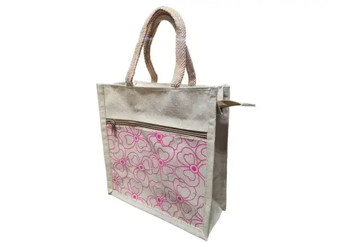 Flowers Designed Jute bag