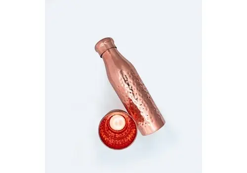 Hammered Copper Bottle with Glass