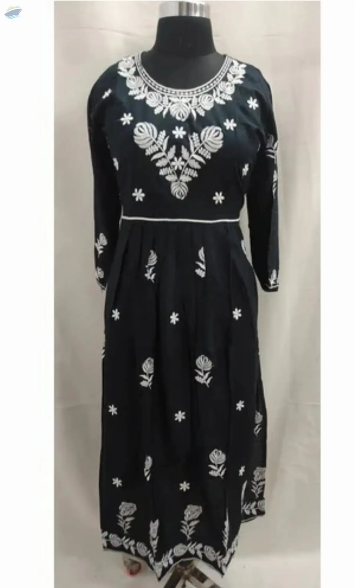 Black Party Wear Embroidered Georgette Kurti