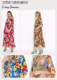 Sun Rose Printed Polyester Fashion Kaftan