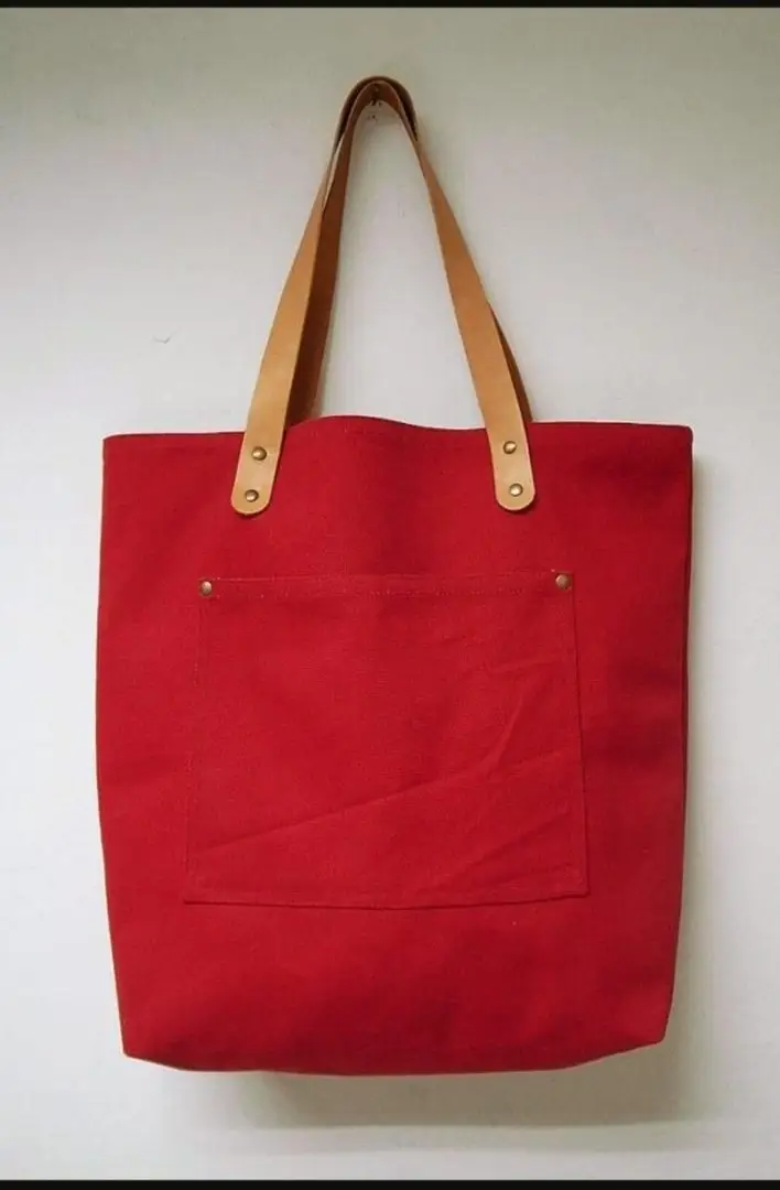Canvas Bag in Leather Handle