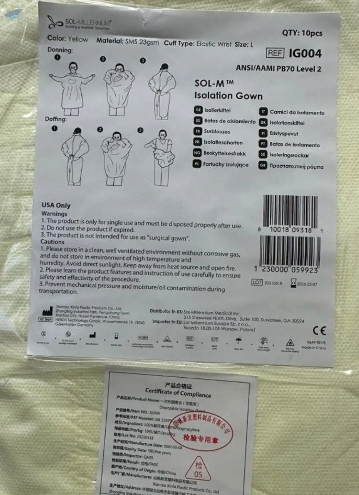 SOL-M Level 2 Isolation Gowns