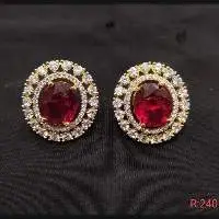 Red & White stone AD Earring