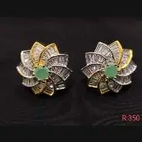 Mint Green & White stone AD Earring