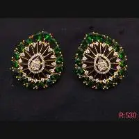 Green & White stone AD Earring