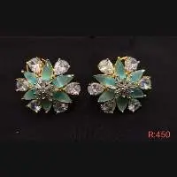 Mint Green & White stone AD Earring