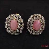 Baby Pink & White stone AD Earring
