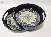 Enamel Metal Serving (Tray Set of - 2)