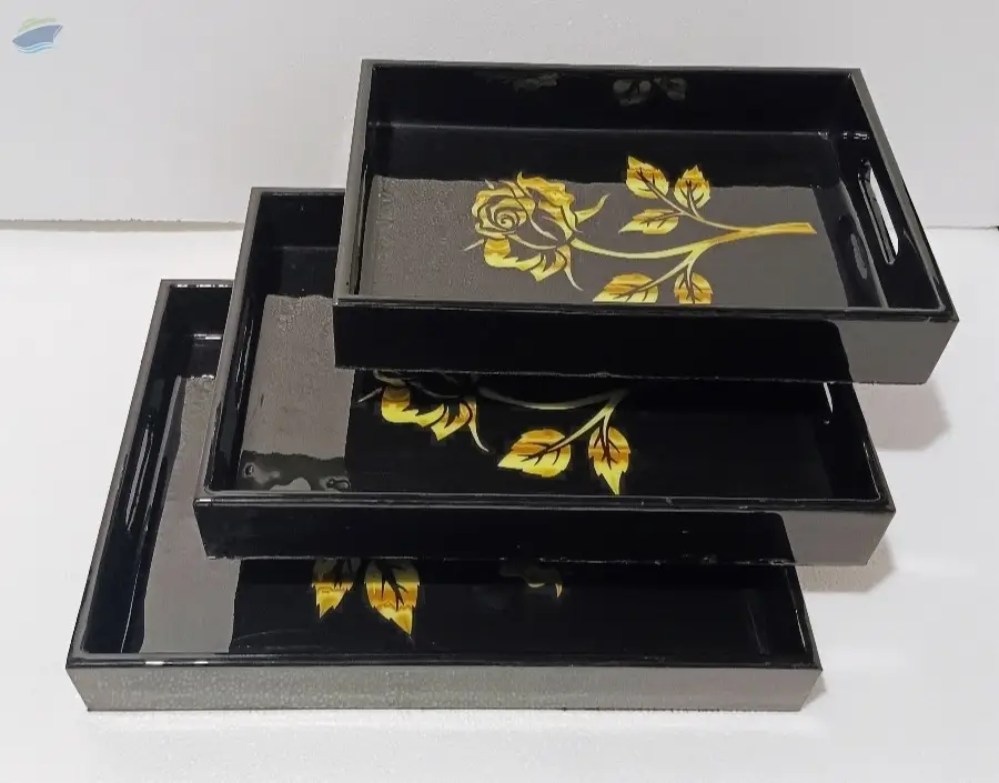 Engineered Wood Enamel Serving Tray